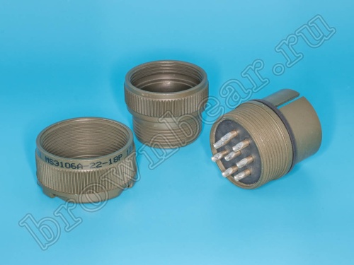 Разъём Amphenol серии MS, 8 контактов, вилка на кабель, тип 22, резьбовой MS3106A-22-18P фото 2