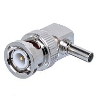 Разъем BNC штекер на кабель RG-174U, угловой, обжим BNC-LC174P