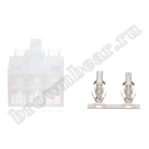 Разъем питания Mini-Fit 6 контактов, гнездо на кабель, шаг 4,2мм MF-6F/2 фото 3