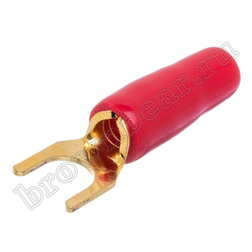 Клемма вилочная обжимная тип "U" 4.0 мм, на провод  d 4мм, красная TSY-1R