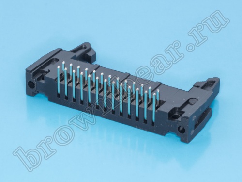 Разъем IDC 2х13 вилка на плату, шаг 2.54мм, с защелками, прямой угол SCM-26R фото 3