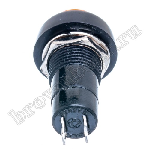 Кнопка без фиксации, круглая на блок, НР, 220В, оранжевая PSW-6M-O фото 4