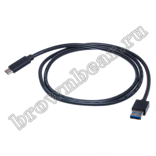Кабель интерфейсный USB 3.0, type А - type C, вилка - вилка, черный, 1 метр