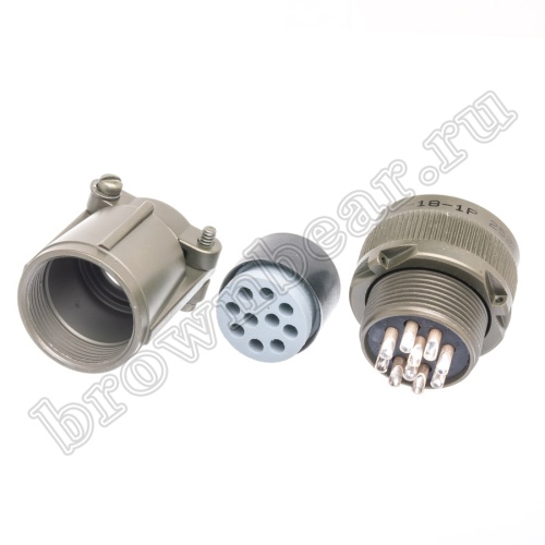 Разъём Amphenol серии MS, 10 контактов, вилка на кабель, тип 18, резьбовой MS3106E-18-1P фото 7
