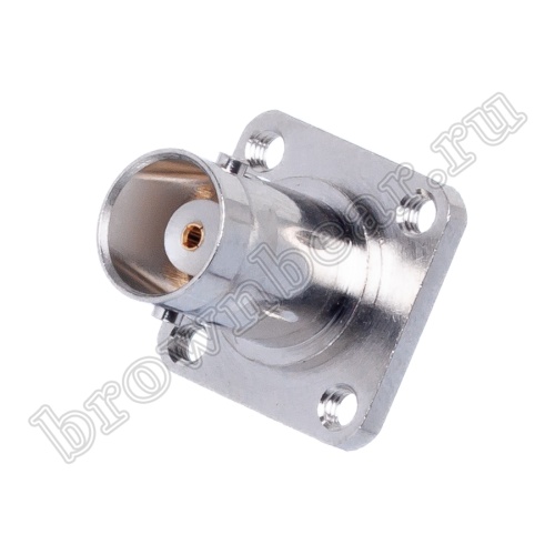 Разъем BNC гнездо на приборный блок, фланец под 4 винта, крепежные отверстия с резьбой BNC-BJ2c