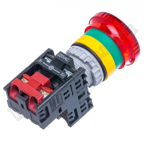 Кнопка управления аварийного останова поворотная с фиксацией, с подсветкой, d 38мм, НЗ, красная TN2IK2RN фото 4