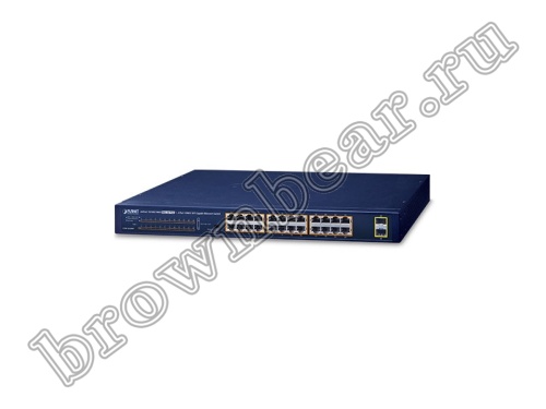 GSW-2620HP Неуправляемый PoE коммутатор Planet, 24 порта 1Гбит/с, 2 порта SFP 1Гбит/с