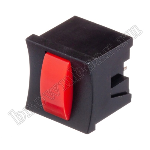 Кнопка мини с фиксацией, красная в черном корпусе PSM2-1-R-B 