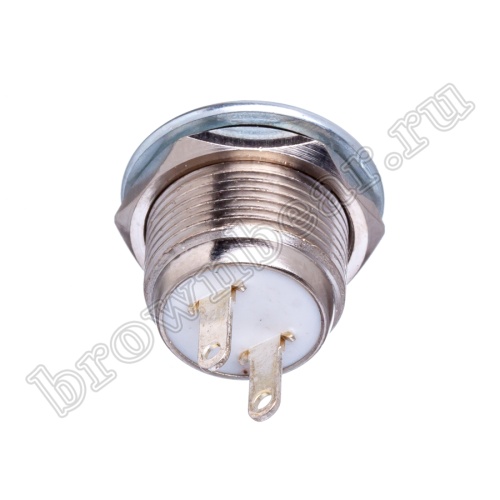 Кнопка без фиксации в металлическом корпусе, круглая на блок, НР, 220В, черная PSW-3-B фото 3