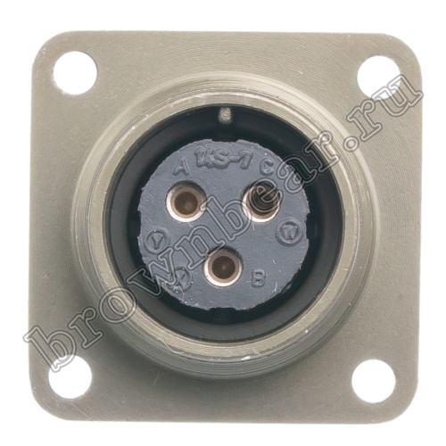 Разъём Amphenol серии MS, 3 контакта, розетка на блок, тип 14S, резьбовой MS3102E-14S-7S фото 3