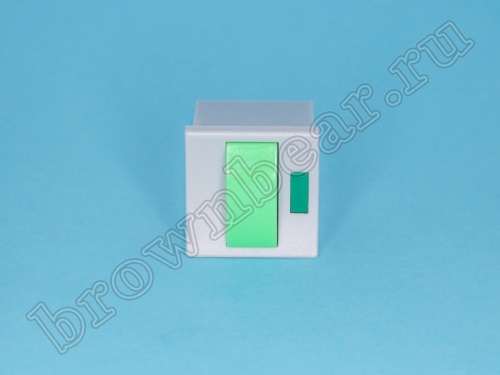 Кнопка мини с фиксацией, зеленая в сером корпусе с зеленым индикатором PSM2-1-E-G-E   фото 4