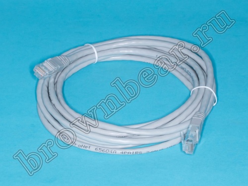 Патч-корд UTP RJ-45, категория 5e, литой, 4 метра, серый 