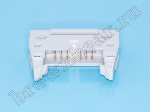 Разъем IDC 2х7 вилка на плоский кабель, шаг 2.54мм, с защелками IDCC-14 фото 4