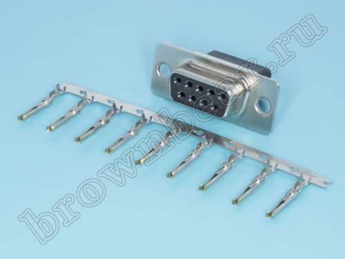 DC-9F Разъем D-SUB   9 контактов, гнездо на кабель, обжимные контакты