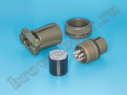 Разъём Amphenol серии MS, 6 контактов, розетка на кабель, тип 14S, резьбовой MS3106E-14S-6S фото 2