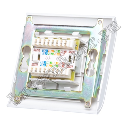 Розетка компьютерная встраиваемая двойная RJ-45, 8P8C,, категория 5е, универсальная, PCnet  фото 3