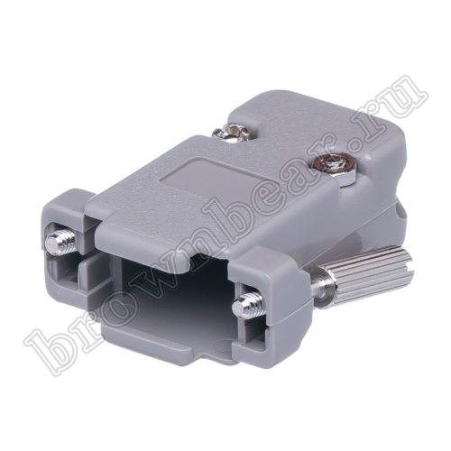 Корпус разъема D-SUB  9 контактов, выход кабеля 45 градусов, серый DP-9CR-45