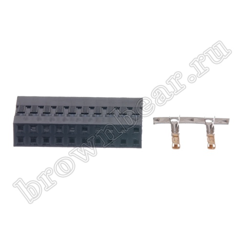 Разъем 2х10 гнездо на кабель, шаг 2.54мм, с контактами фото 4