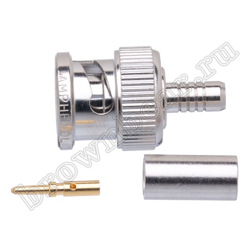 Разъем BNC Amphenol, штекер на кабель RG-58U, обжимной 000-36775 фото 4