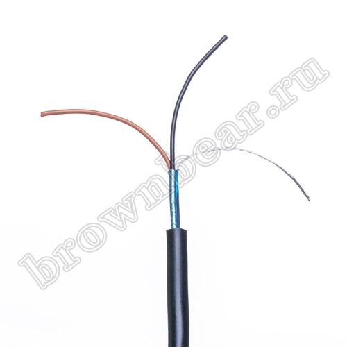 Кабель 2 провода черный экранированный сигнальный