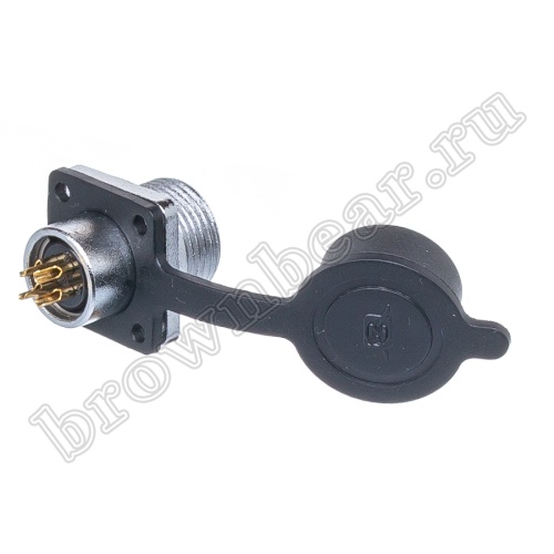 Разъём М14 4 контакта розетка на блок, квадратный фланец фото 4