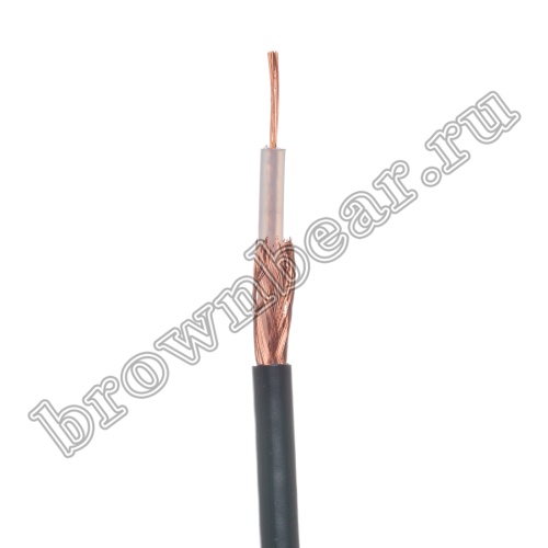 Кабель коаксиальный RG58, 50 Ом, бухта 100 м, черный -