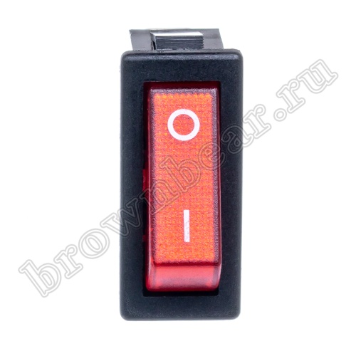 Выключатель клавишный (рокерный) 220В, 3 контакта (on-off), 30х11мм, с подсветкой, красный SWR-51/L фото 5