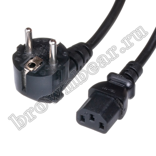 Кабель (шнур) питания 220В IEC320, CEE7/7 - C13, прямой, черный, 10А (3x0.75мм²), 1.8 метра фото 2