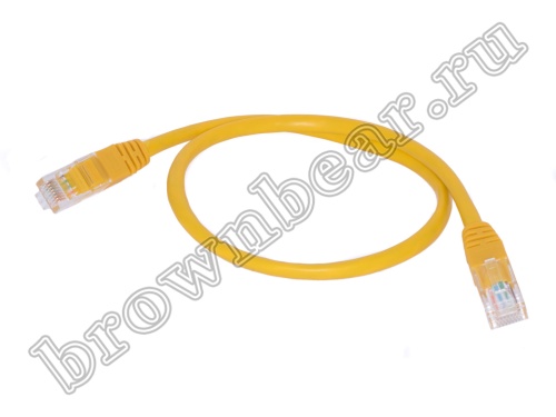 Патч-корд UTP RJ-45, категория 5e, литой, 0.5 метра, желтый 