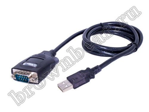 Кабель-конвертер USB, тип А вилка - D-SUB 9 вилка RS-232 COM-port, 1 метр, FTDI чип