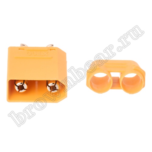 Разъем питания XT90 для АКБ, 2 контакта, штекер на кабель с кожухом XT90H-M.G.Y фото 2