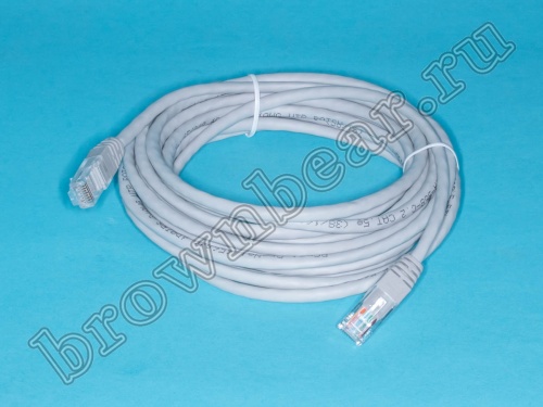 Патч-корд UTP RJ-45, категория 5e, литой, 5 метров, серый 