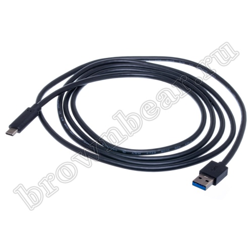Кабель интерфейсный USB 3.0, type А - type C, вилка - вилка, черный, 2 метра