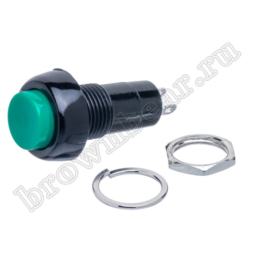 Кнопка с фиксацией, круглая на блок, НР, 220В, зеленая PSW-6FM-G фото 5