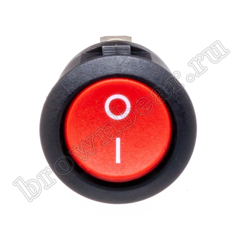 Выключатель клавишный (рокерный) круглый 220В, 2 контакта (on-off), d 20мм, красный SWR-21R фото 2