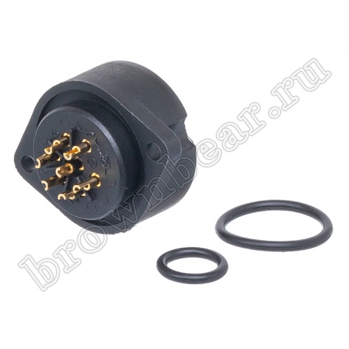 Разъём промышленный круглый серии RD-24 7 контактов, гнездо на блок фото 5