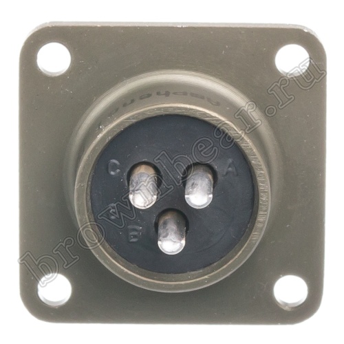 Разъём Amphenol серии MS, 3 контакта, розетка на блок, тип 14S, резьбовой MS3102E-14S-7S фото 3