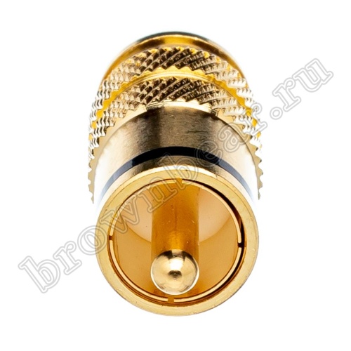 Разъем RCA-тюльпан, вилка на кабель, позолоченный, изолятор тефлон, черный RPC-3GT-B фото 3