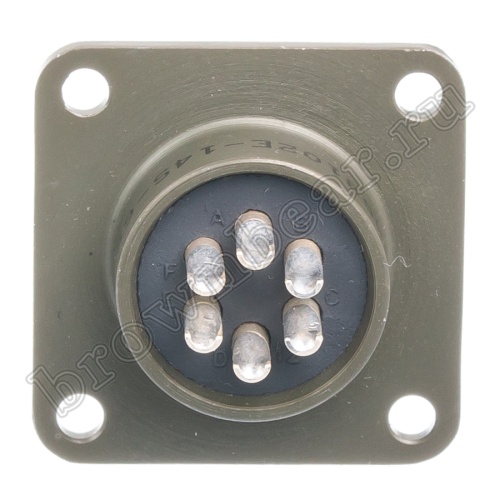 Разъём Amphenol серии MS, 6 контактов, розетка на блок, тип 14S. резьбовой MS3102E-14S-6S фото 3