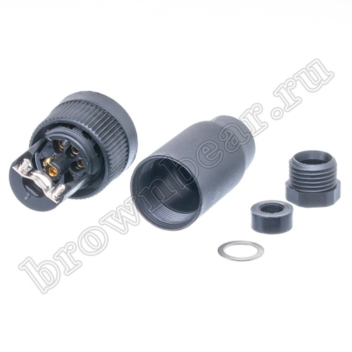 Разъём промышленный круглый серии RD-24 7 контактов, гнездо на кабель фото 6