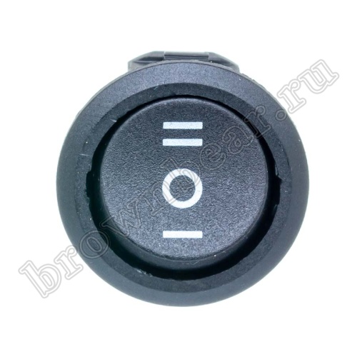 Выключатель клавишный (рокерный) круглый 220В, 3 контакта (on-off-on), d 20мм, черный SWR-23 фото 5