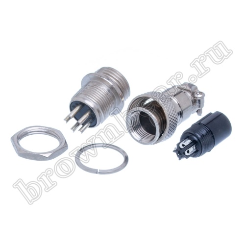 Разъем GX12 (M12) 5 контактов, розетка на кабель + вилка на блок, комплект AC-M12-5 фото 3