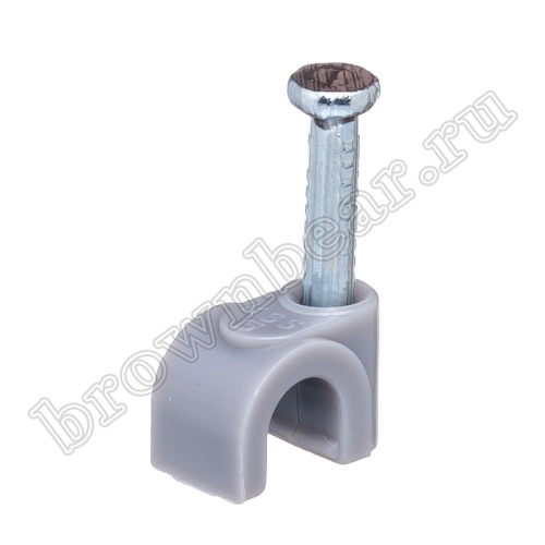 Скоба пластиковая с гвоздем для кабеля RG-58, 5 х 5.3 мм, серая, упак. 100 шт. NC-0.5N-G