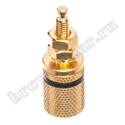 Клемма приборная позолоченная для разъема Banana, (гнездо), черная BPA-1B фото 5