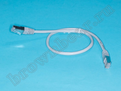 Патч-корд FTP RJ-45, категория 5e, экранированный, литой, 0.5 метра, серый 