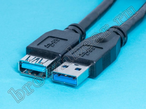 Кабель (шнур) USB 3.0, тип А - A, вилка - гнездо, 1.8 метра