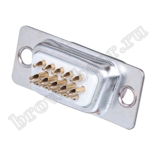 Разъем D-SUB  15 контактов высокой плотности, вилка на кабель, пайка, тип 2 DHS-15M фото 3