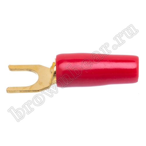 Клемма вилочная обжимная тип "U" 4.0 мм, на провод  d 4мм, красная TSY-1R фото 7