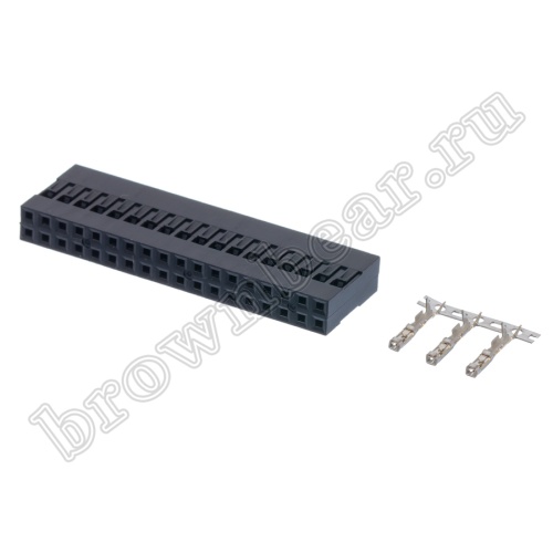 Разъем 2х18 гнездо на кабель, шаг 2.54мм, с контактами