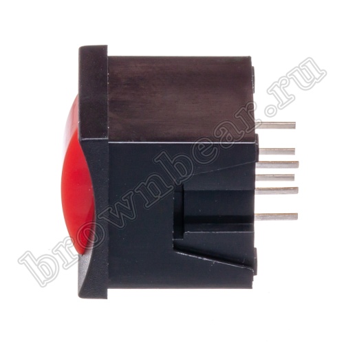 Кнопка мини с фиксацией, красная в черном корпусе PSM2-1-R-B  фото 3